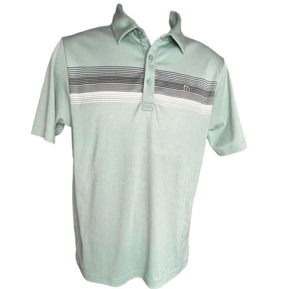 Travis Matthew Men's Striped Short Sleeve Golf Polo Shirt Mint Green Small - Picture 1 of 11